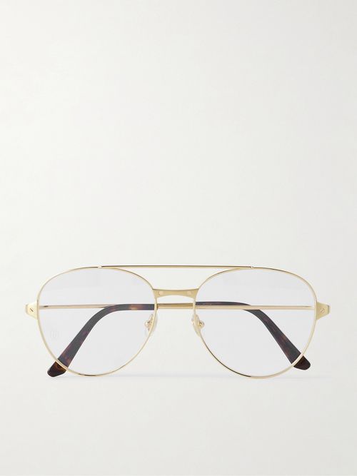 Santos De Cartier Aviator-style Gold-tone Optical Glasses - One size