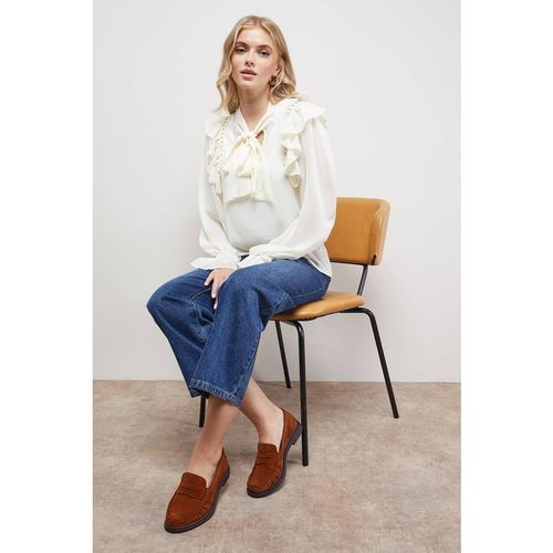 Oasis Women's Beth Suede Grandad Penny Loafers in Dark Tan