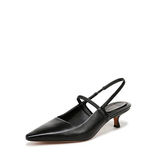 Vince Womens Venice Kitten Pump Cinder Grey Leather