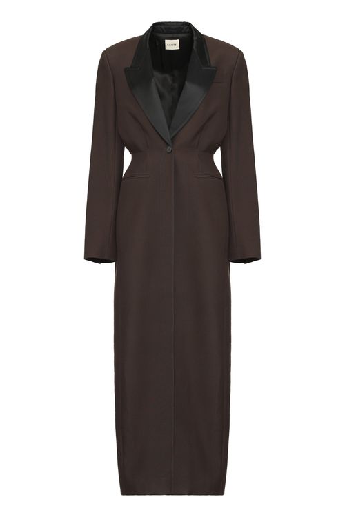 Bellow Satin Lapel Single-Breasted Long Jacket