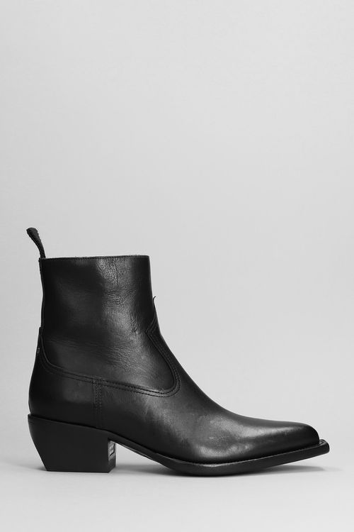 Debbie Texan Ankle Boots In Black Leather