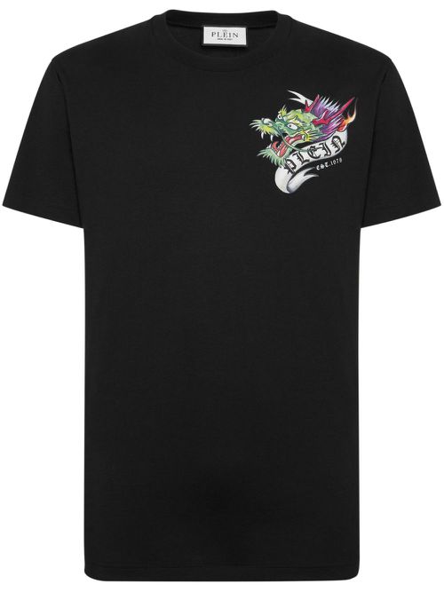 Tattoo-print cotton T-shirt - Black