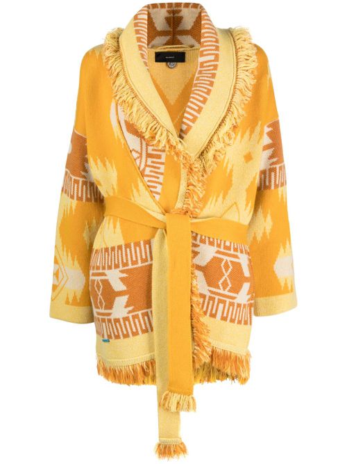 Icon jacquard cashmere cardigan - Yellow
