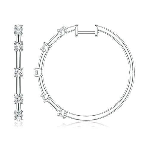 Angara 0.69 CTW Round Diamond Five-Stone Station Hoop Earrings in 18K White Gold