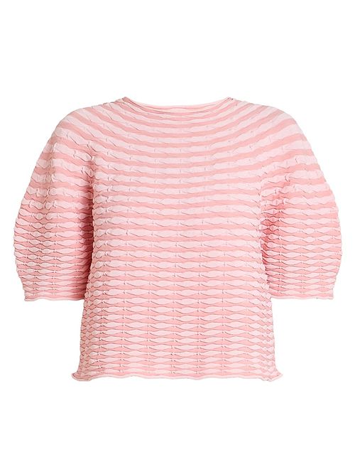 Women's Colorful Mushroom Knit Blouse - Light Pink