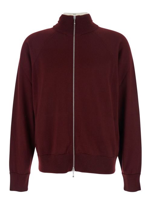 Virgin Wool Cardigan — Bordeaux