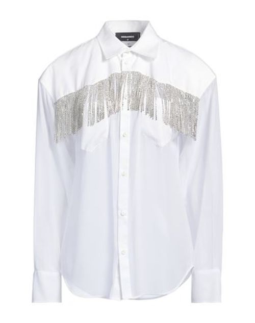 Dsquared2 Woman Shirt White Size 2 Polyester, Cotton, Glass
