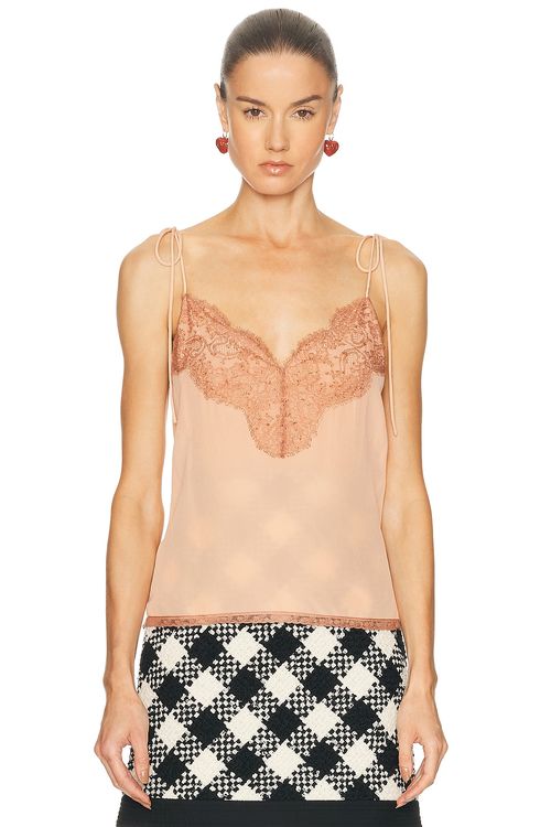 Valentino Crepe De Chine Top in Light Salmon - Peach. 40 also in
