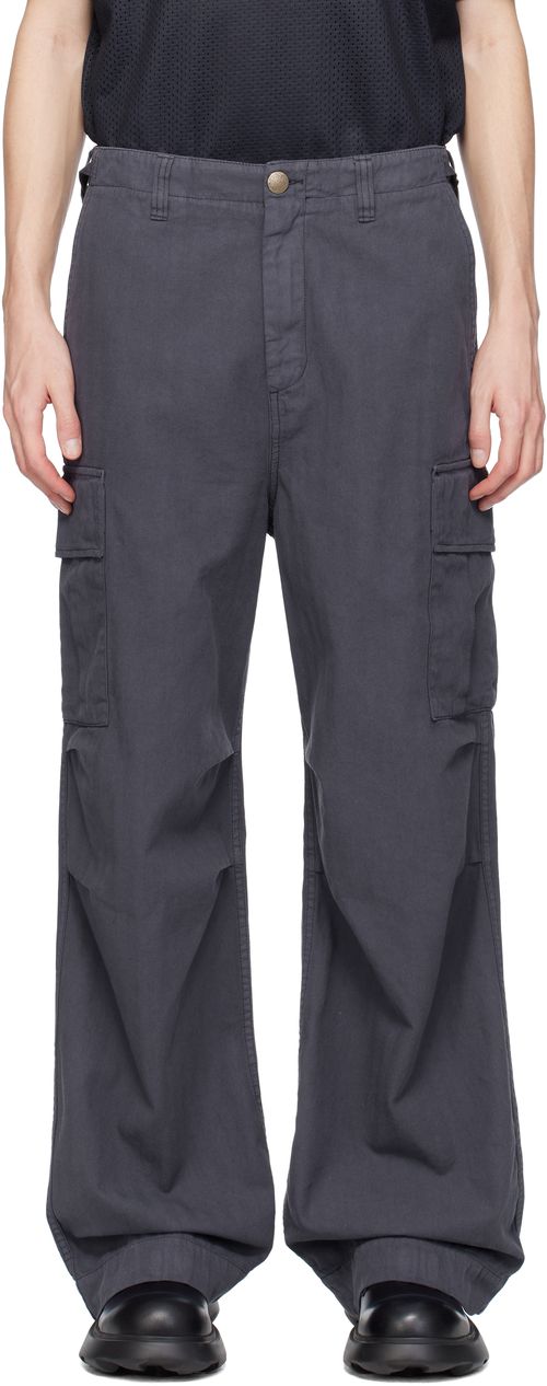 Palmes Blue Herringbone Cargo Pants