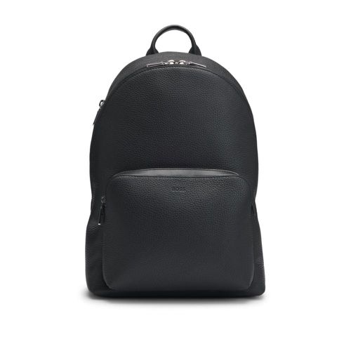 Backpack in grained Italian leather with smart sleeve