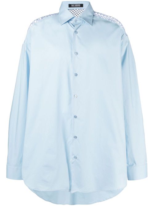 Mesh-panel cotton shirt - Blue