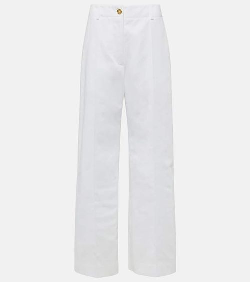 Mid-rise cotton wide-leg pants
