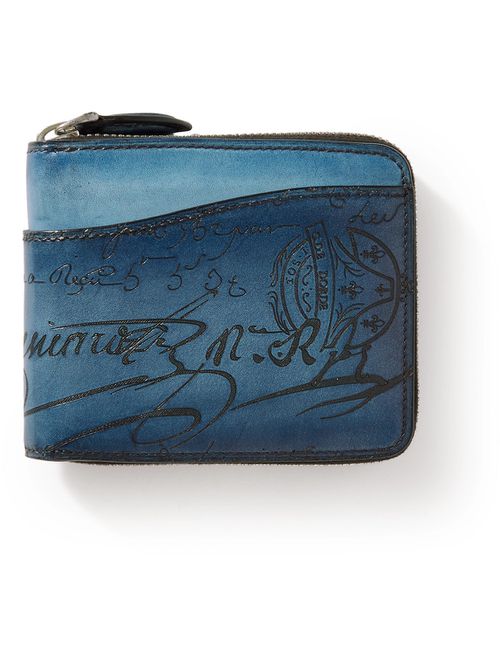 Itauba Scritto Venezia Leather Zip-Around Wallet - Men - Blue