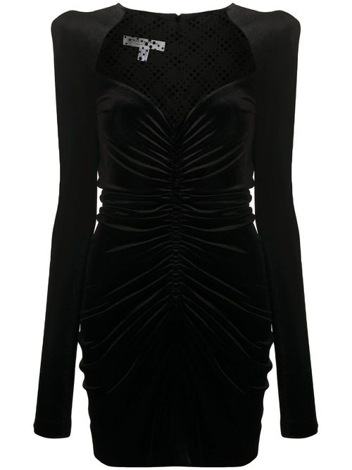 Ruched velvet mini dress - Black