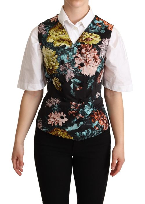 Jacquard Floral Vest — Black