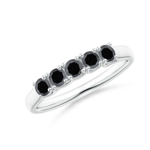 Angara 0.55 Carat Half Eternity Five Stone Enhanced Black Diamond Wedding Ring in 14K White Gold