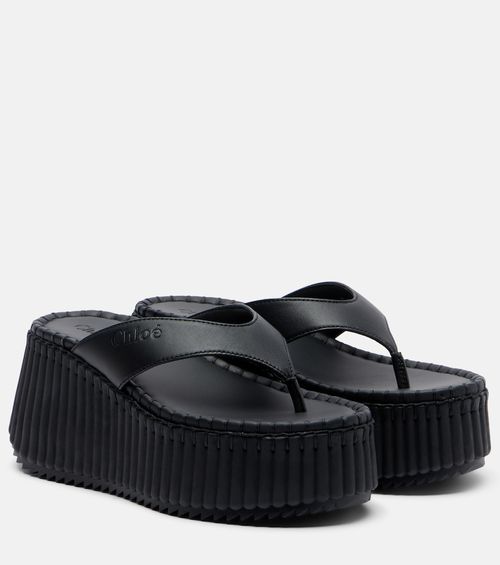 Chloé Nama leather platform thong sandals