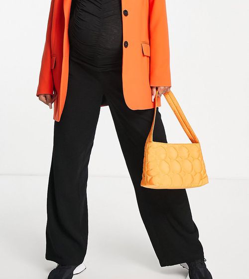 ASOS DESIGN Maternity wide leg trousers with linen in black