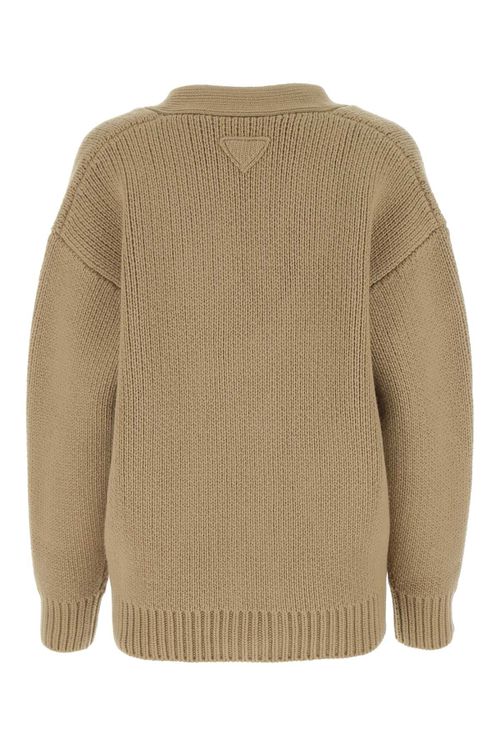 Beige Wool Blend Oversize Cardigan