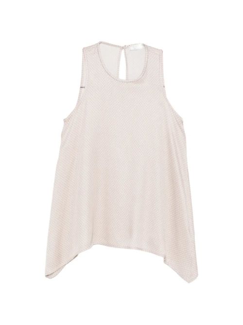 Geometric-Print Blouse — Beige