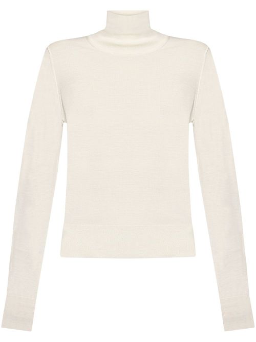Roll-neck knit top - White