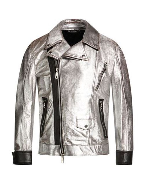 Man Jacket Silver Size 36 Lambskin