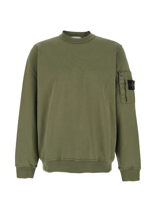 100% Cotton Ribbed Knit Sweatshirt with Elasticized Neckline, Sleeve Pocket