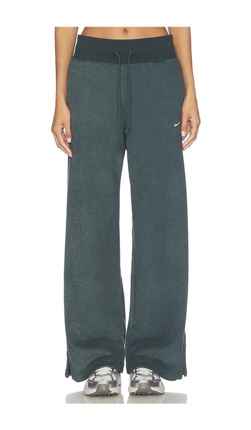 Nike High Waisted Wide Leg Cozy Fleece Pant in Dark Green. - M also in L, S, XL/1X, XS, XXL/2X