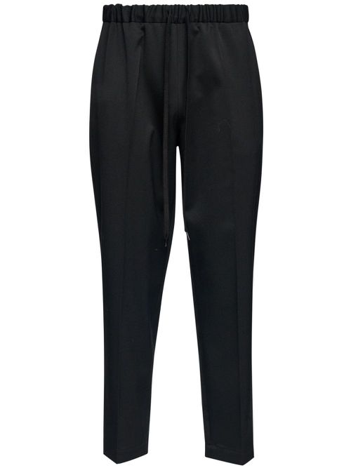 Drawstring tailoring wool trousers - Black