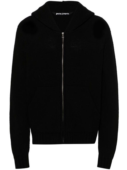 Logo-intarsia zip hoodie - Black