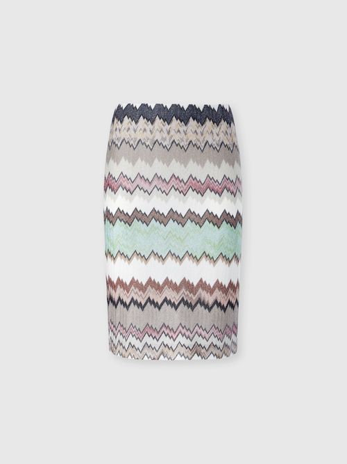 Missoni - Falda midi de viscosa lamé con abertura, Mujer, Verde & Marròn