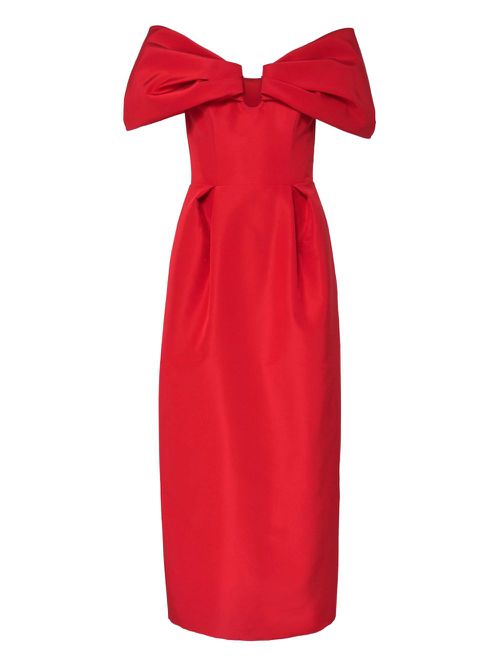 Off-shoulder midi dress - Red