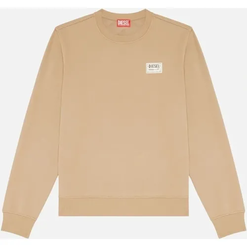 Men's Diesel Small Patch Logo Beige Sweatshirt - Tan - Size: L
