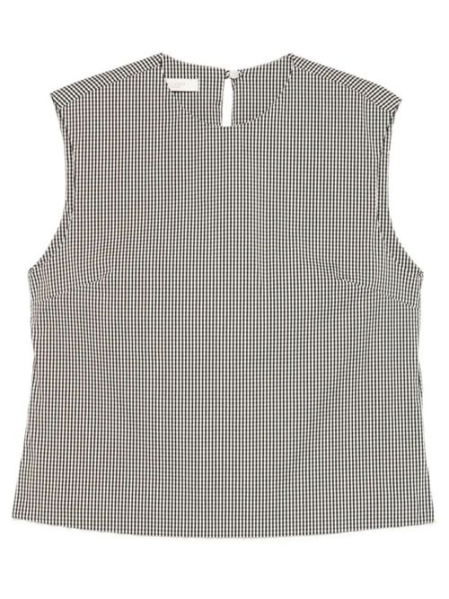 Grey Round Neck Check Pattern Top