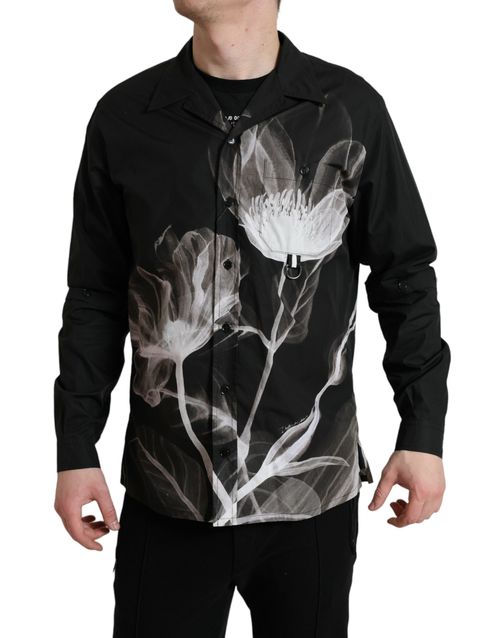 X-Ray Floral Print Shirt — Black