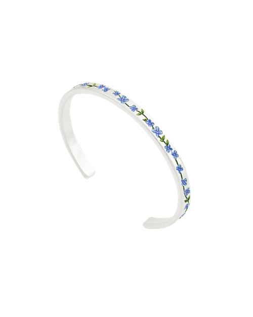 Fable England Silver Forget Me Not Bangle | Women's Jewellery