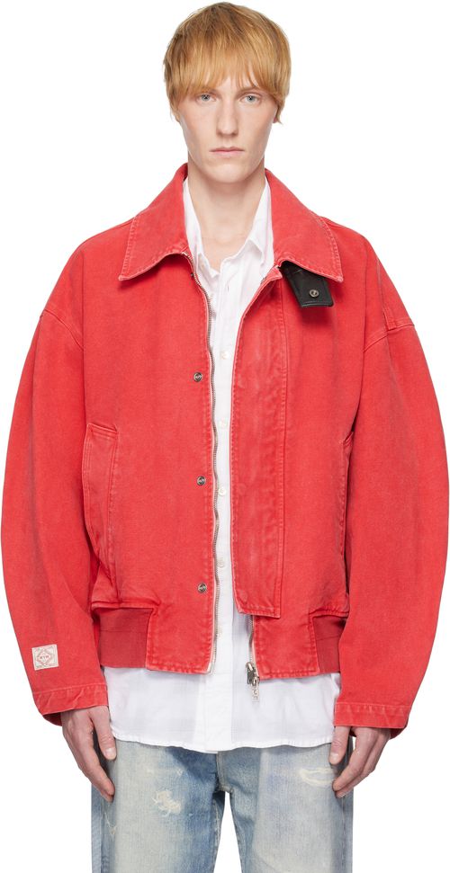 WOOYOUNGMI Red Leather Tab Dyed Jacket