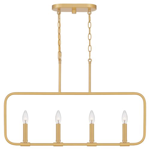 Abner 4-Light Linear Chandelier in Aged Bra