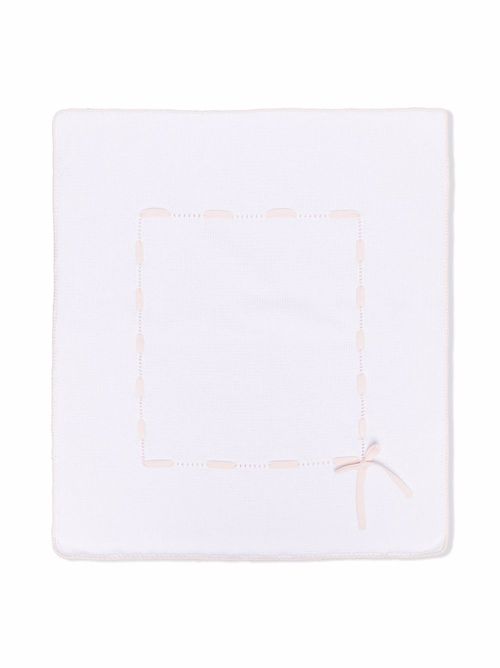 Stitch-detail knitted blanket - White