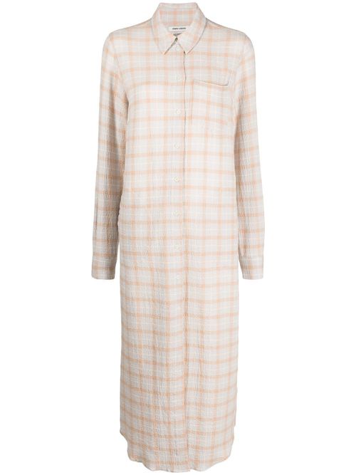 Curry-check print shirt dress - Grey
