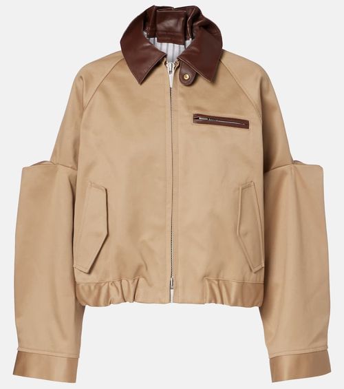 Leather-trimmed cotton blouson jacket