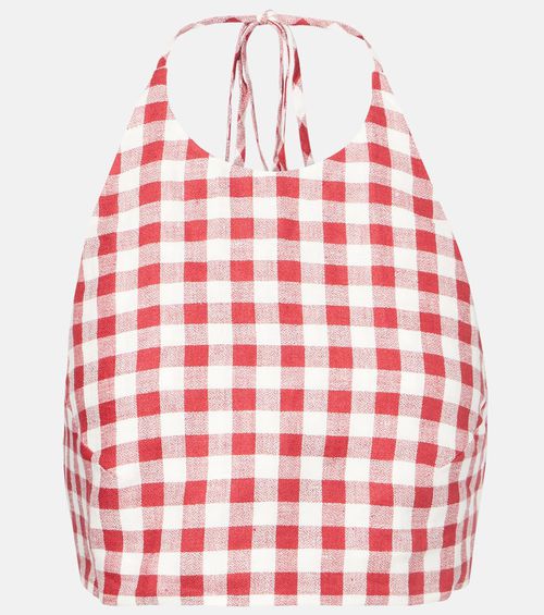 Asceno Marseille gingham linen crop top