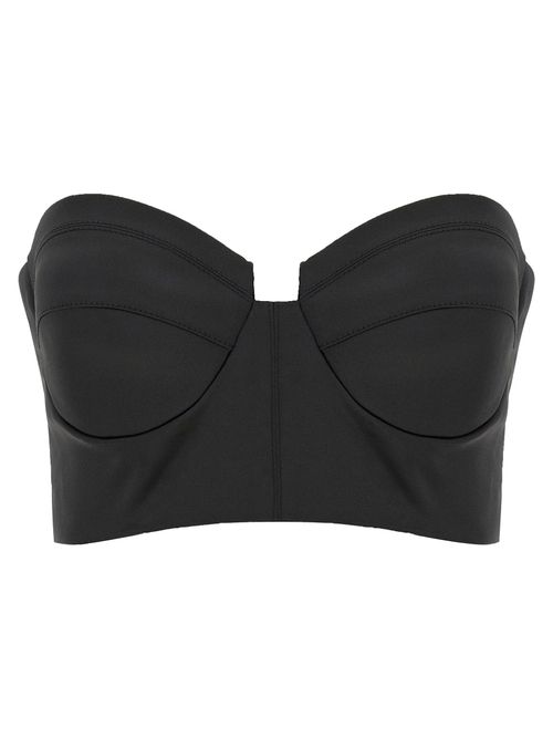 Structured Satin Bustier Top — Black
