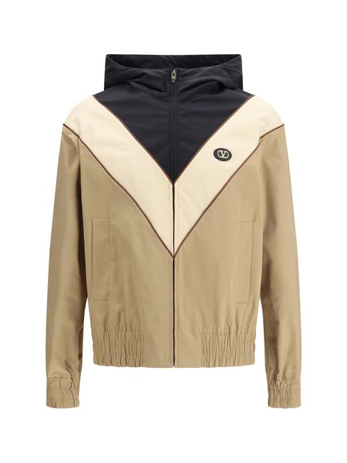 Nylon Hooded Windbreaker Jacket — Multicolor