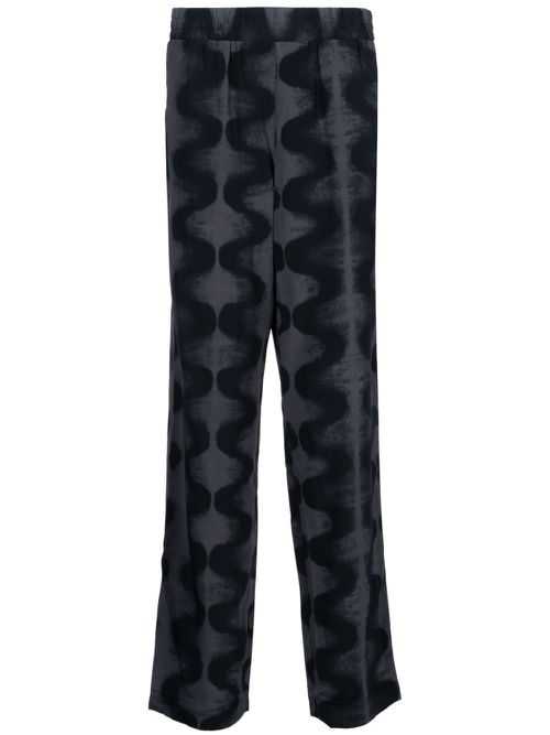 Abstract-print straight-leg trousers - Black