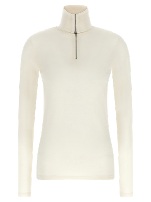 Half-Zip Virgin Wool Blend Sweater — White