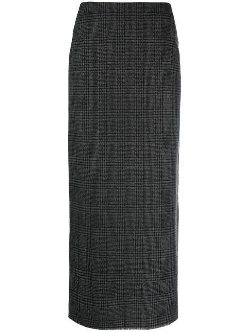 Check-pattern wool blend pencil skirt - Grey