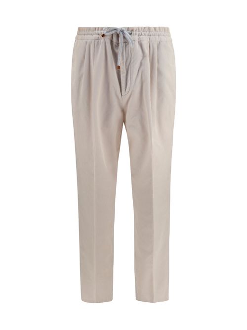 Corduroy Drawstring Trousers — Beige
