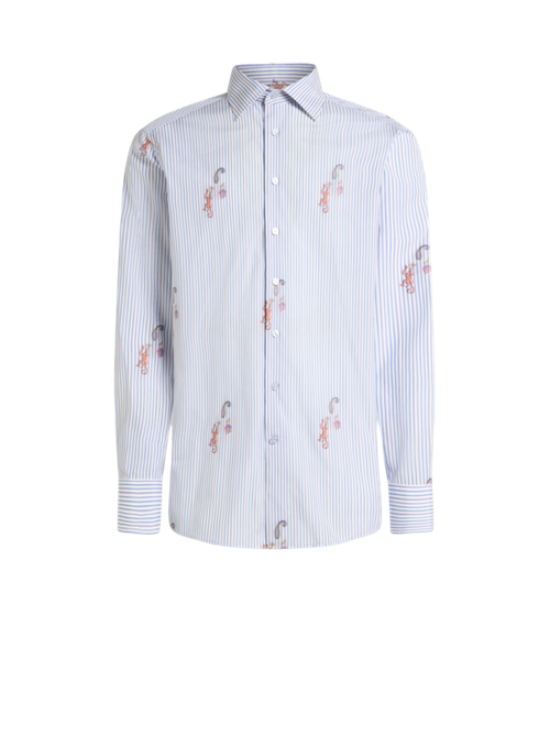 Striped Cotton Jacquard Shirt With Fil Coupé Motif