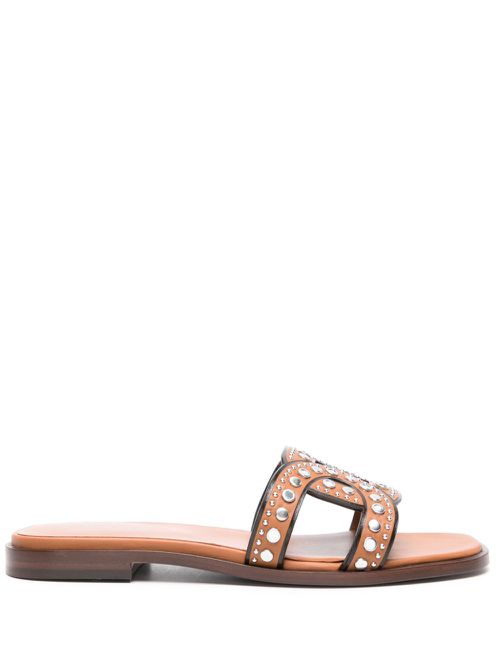 Catena studded leather sandals - Brown